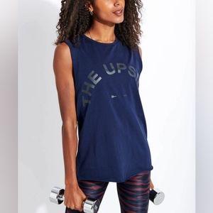 THE UPSIDE Muscle Tank in Navy XXS Extra Extra Small Print Comfy Blue